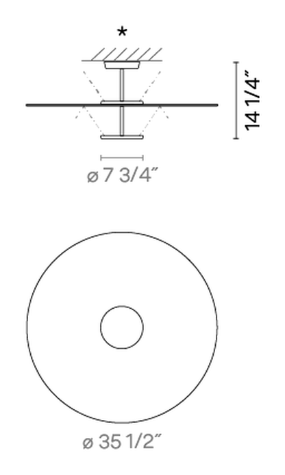 Flat Lighting Collection by Vibia, size drawing: Model 5926