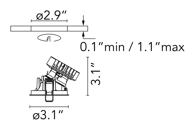 Easy Kap 80 Non IC Downlight by Flos, size drawing: Easy Kap Ø 80 Wall-Washer - Non IC