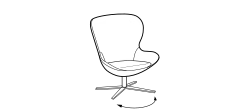 Round Armchair by Ditre Italia, size drawing: Swivel armchair