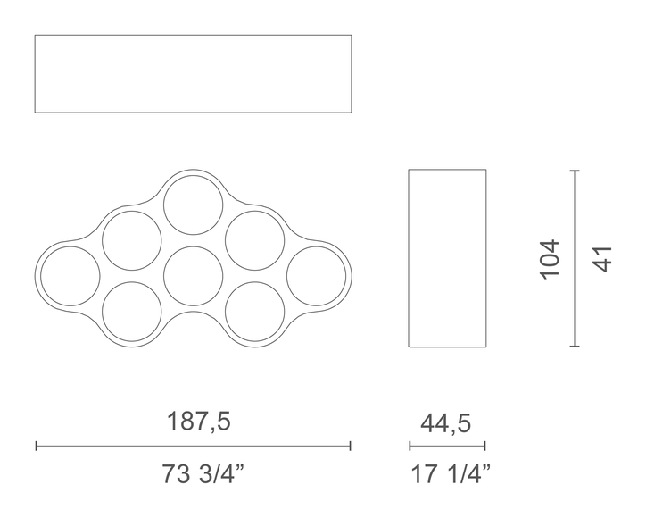 Cloud Bookshelf by Cappellini, size drawing