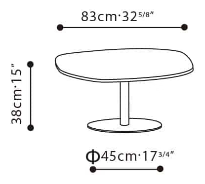 Hanna Shape Side Table by Camerich, size drawing: C0600037