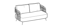 356 Outdoor Sofa by Ditre Italia, size drawing: 2 seater woven sofa