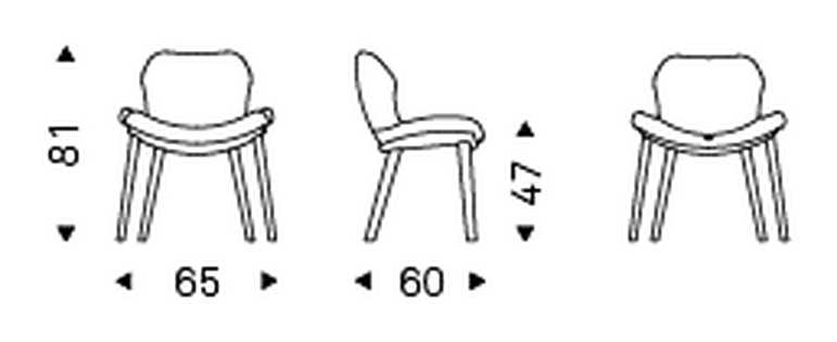 Rachel Wood Dining Armchair by Cattelan Italia, size drawing