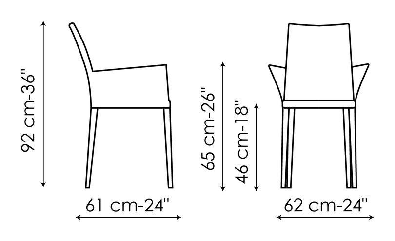 Kayla Chair by Bonaldo, size drawing: Miss Kayla up