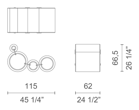 Tube Chair by Cappellini, size drawing