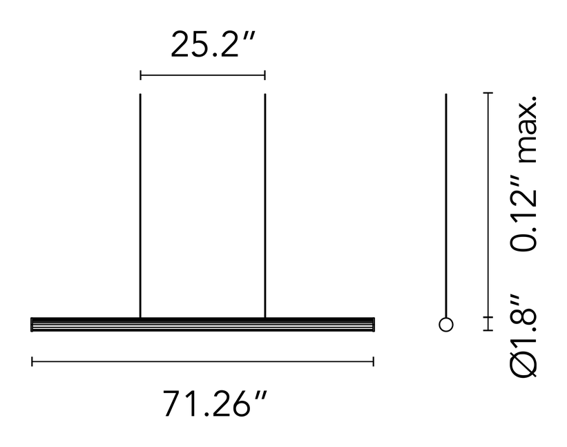 The Glowing Track Suspension System by Flos, size drawing 2