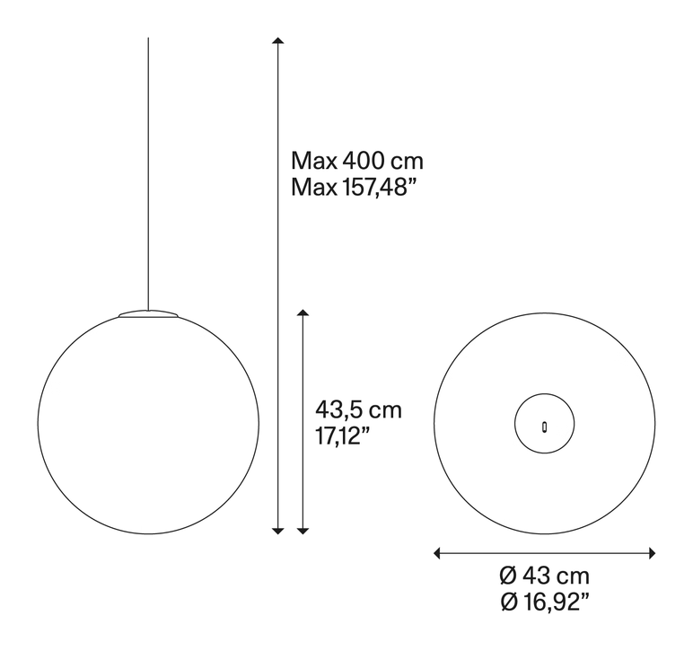Non Random Pendant Lamp by Lodes, size drawing: Non Random 43