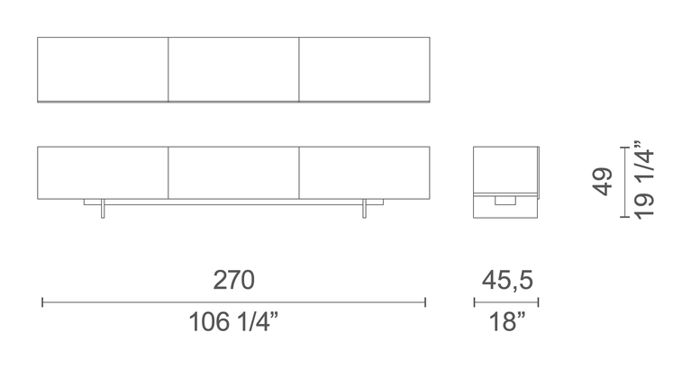Uni Cabinet by Cappellini, size drawing: UN_2BQ