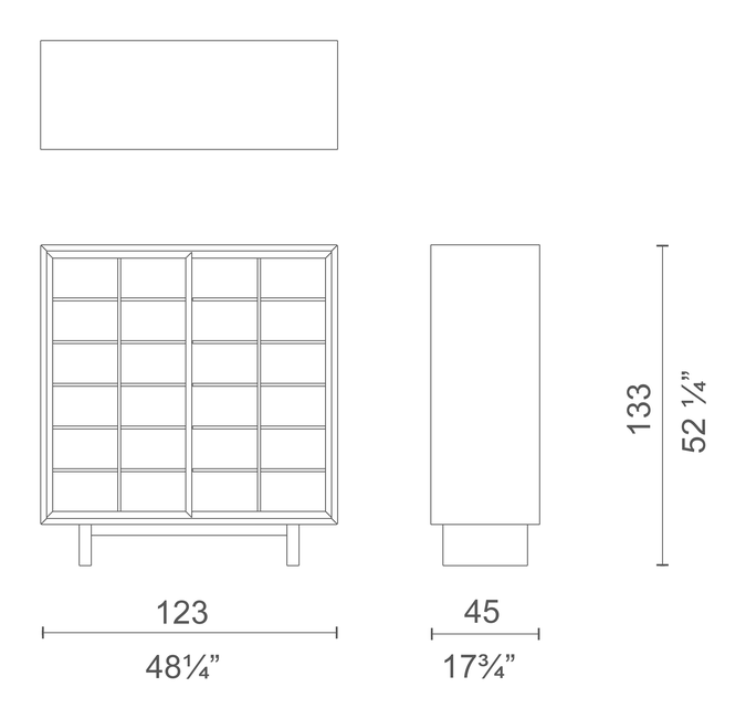 Reti-Co Cabinet by Cappellini, size drawing: RTC1 / RTC1L