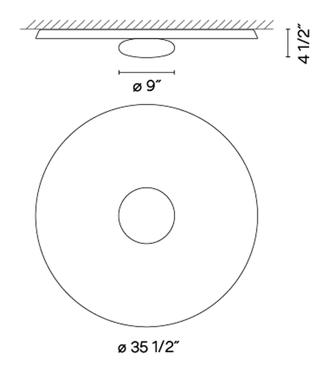 Top Wall and Ceiling Light by Vibia, size drawing: Model 1170