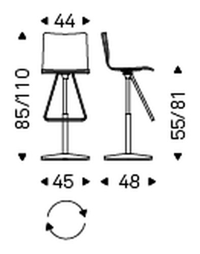 Toto X Stool by Cattelan Italia, size drawing