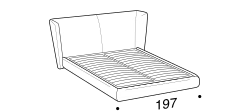 Royal Bed by Ditre Italia, size drawing: Double size bed for 180x200 cm mattress