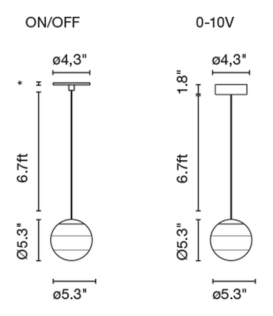 Dipping Light Pendant Lamp by Marset, size drawing: Dipping Light 13