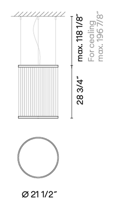 Array Pendant Lamp by Vibia, size drawing: Model 1815