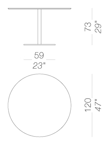 Rondò 120 Table by LaPalma, size drawing