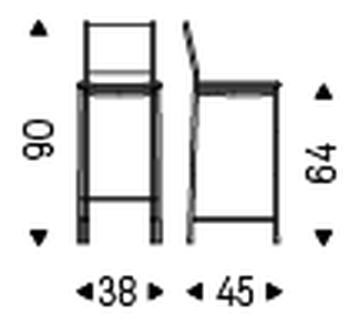 Alessio Stool by Cattelan Italia, size drawing