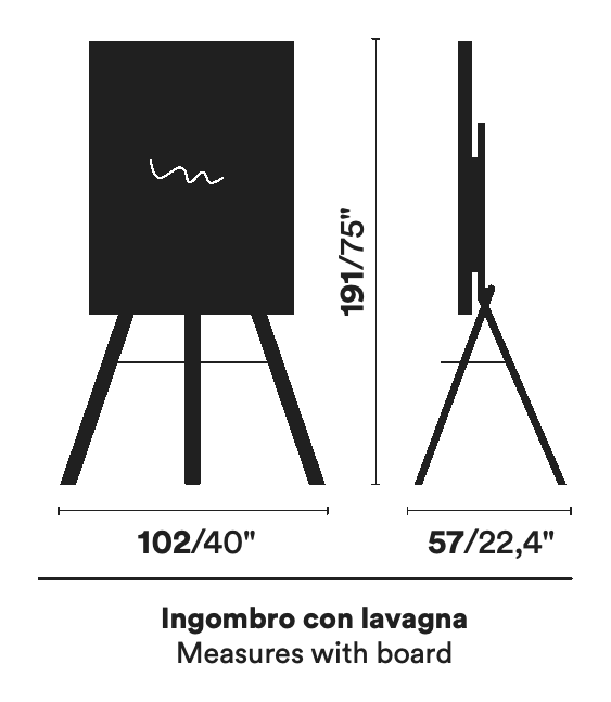 Cartesio TV Stand by Opinion Ciatti, size drawing: Cartesio with board
