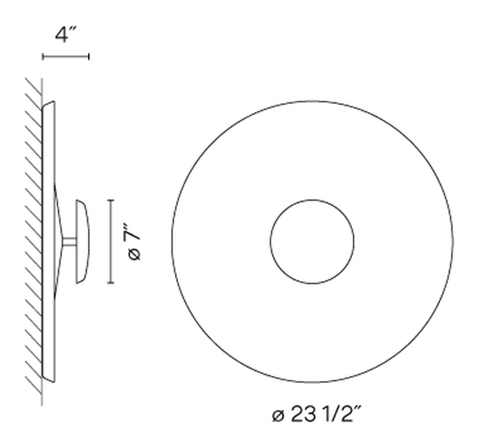 Top Wall and Ceiling Light by Vibia, size drawing: Model 1160