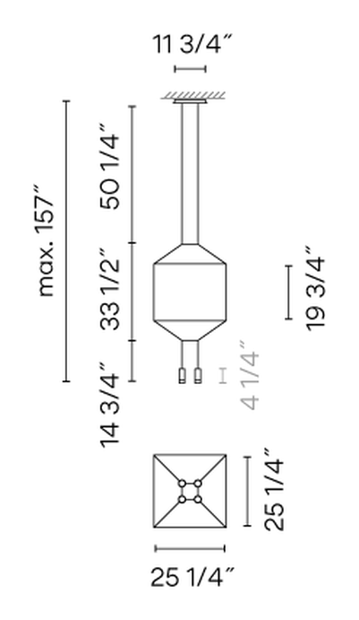 Wireflow Pendant Lamp by Vibia, size drawing: Model 0311