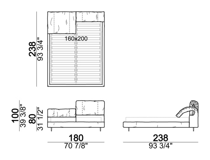 Crazy Dream Bed by Arketipo, size drawing 1