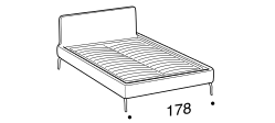 Aris Bed by Ditre Italia, size drawing: Double size bed for 160x200 cm mattress