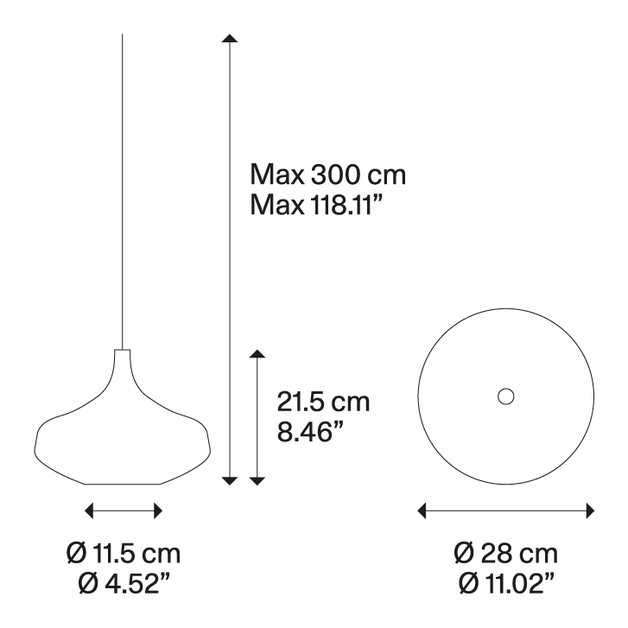 Nostalgia Cluster Pendant Lamp by Lodes, size drawing: Nostalgia large