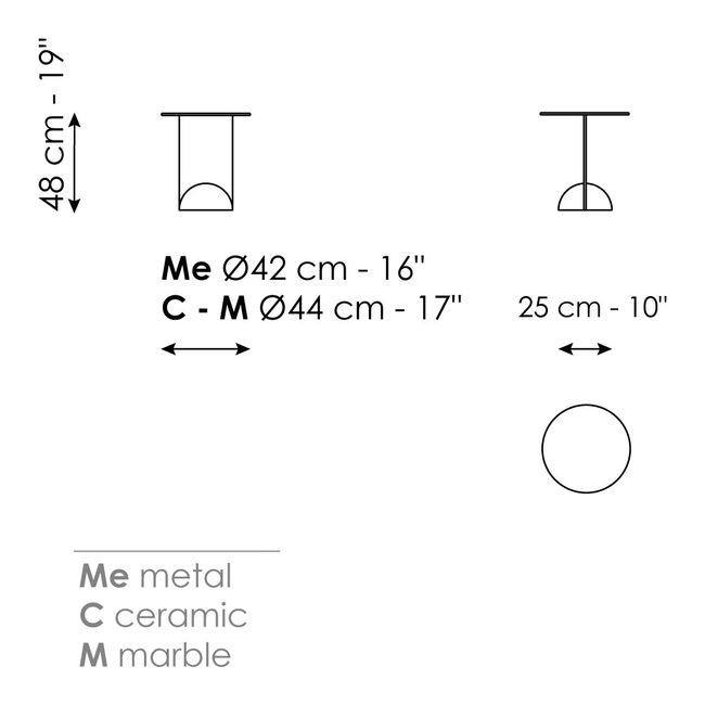 Combination Coffee Table by Bonaldo, size drawing: Combination high