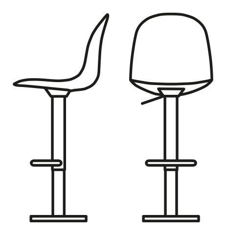 Academy Stool, Height-Adjustable by Connubia, size drawing