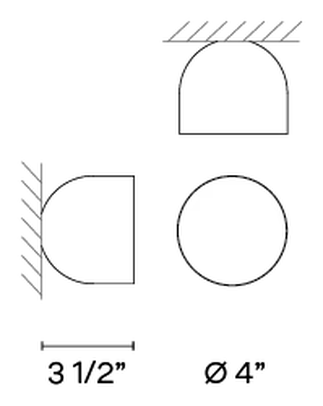 Plusminus Solo Wall and Ceiling Lights by Vibia, size drawing: Models 6330, 6331, 6332, 6333
