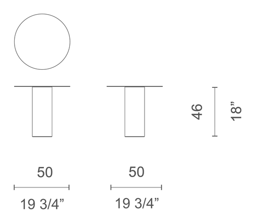 Mush Side Table by Cappellini, size drawing: MU_2M