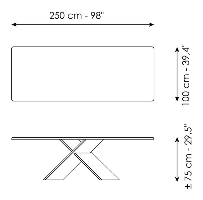 Ax Extendable Dining Table by Bonaldo, size drawing 5