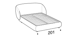 Pacific Bed by Ditre Italia, size drawing: Double size bed for 180x200 cm mattress