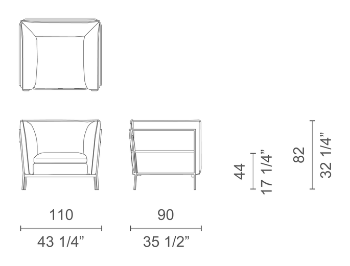 Basket Sofa by Cappellini, size drawing: BKT1