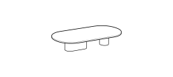 Arcade Coffee Table by Ditre Italia, size drawing: Low 165x76 oval coffee table with 1 round and 1 oval lacquered base and wooden top