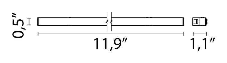 Light Stripe Module, Tracking Magnet by Flos, size drawing: Light Stripe 300 mm