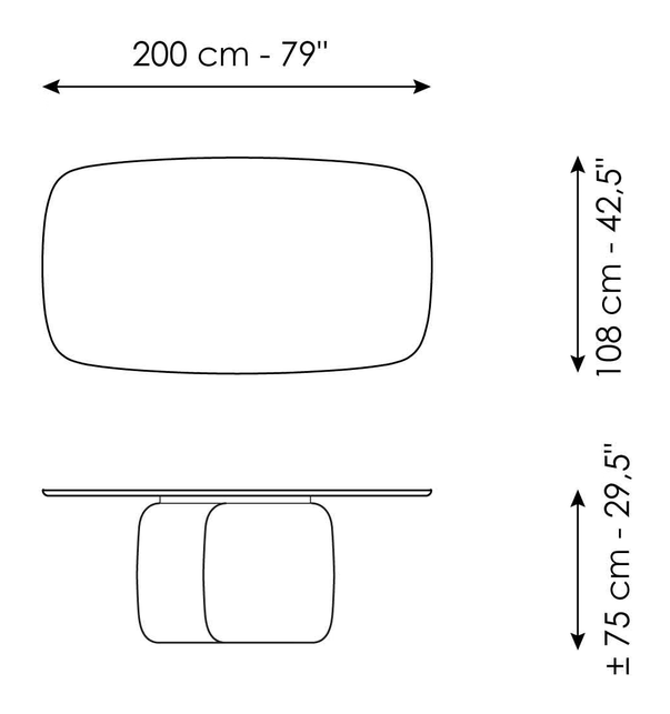 Mellow Dining Table by Bonaldo, size drawing 2