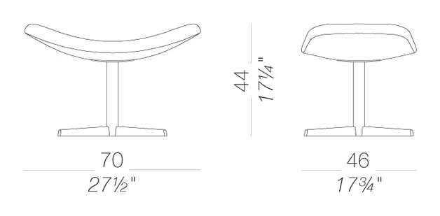 Auki S114 Footstool by LaPalma, size drawing
