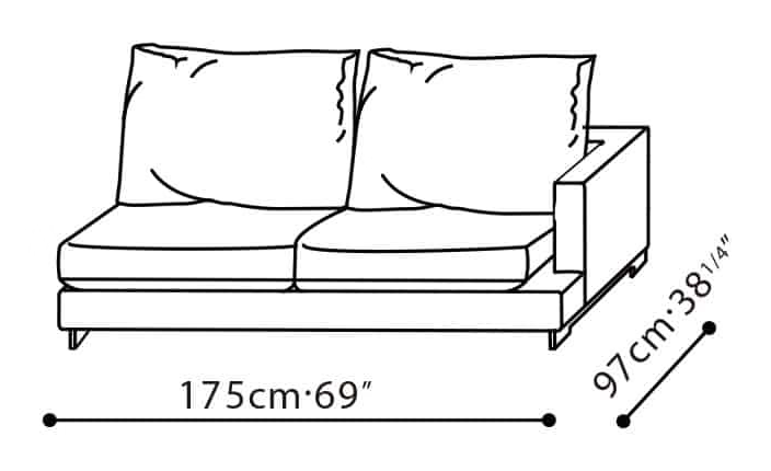 LazyTime Small Sofa by Camerich, size drawing: C0150026