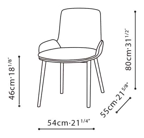 Wing Chair by Camerich, size drawing: C02H0401