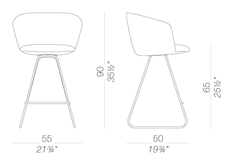Glove S472 Stool by LaPalma, size drawing