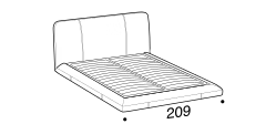 Avalon Bed by Ditre Italia, size drawing: Double size bed for 180x200 cm mattress