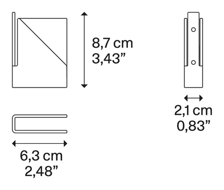 Map Lighting System by Lodes, size drawing: MAP Corner Bracket