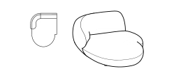 Pacific Sofa by Ditre Italia, size drawing: Round left chaise longue