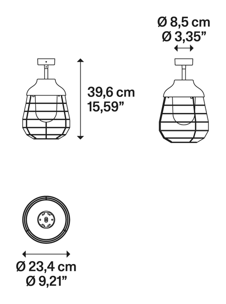 Stitch by Lodes, size drawing: Stitch Small Ceiling