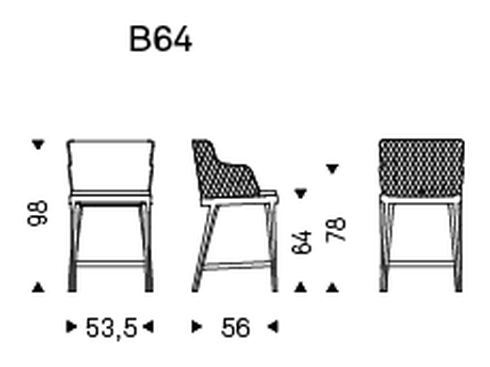Magda Couture Stool by Cattelan Italia, size drawing 4