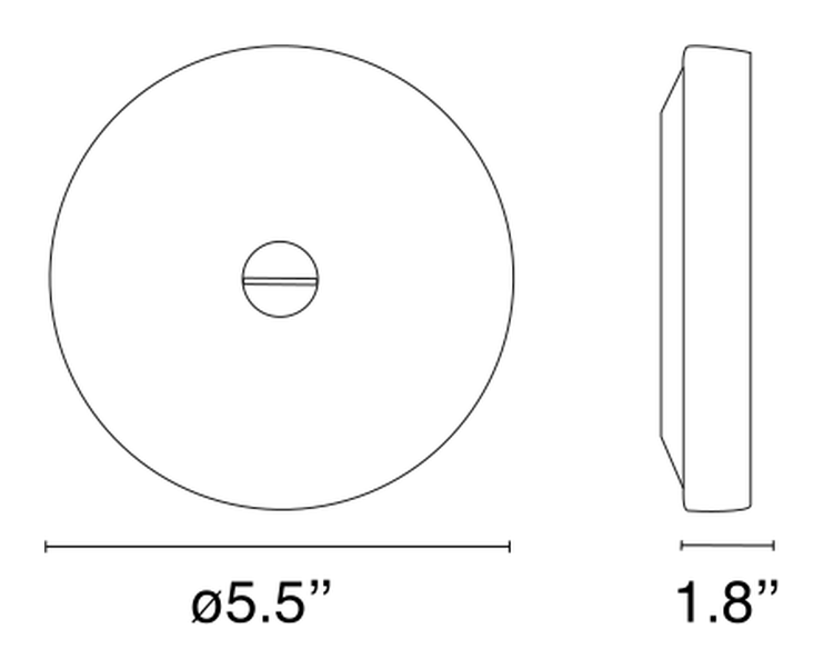Mini Button Wall/Ceiling Lamp by Flos, size drawing