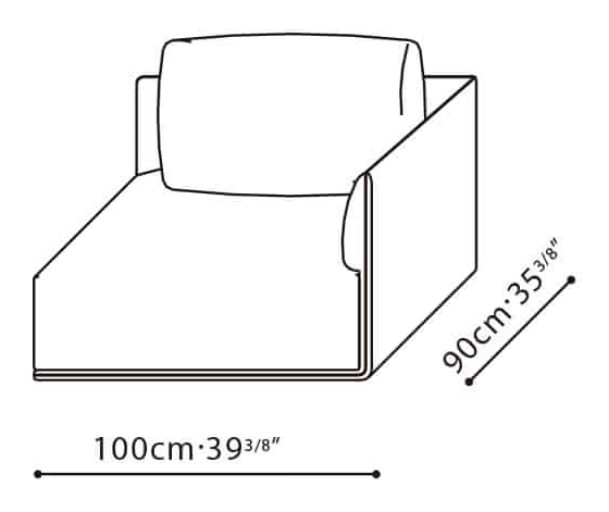 Elan-35 Sofa by Camerich, size drawing: C01F0202