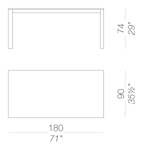 Apta EP133 Outdoor Table by LaPalma, size drawing