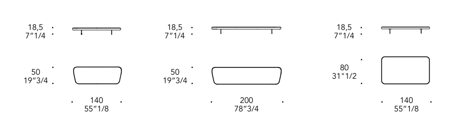 Segno Ottoman by Reflex, size drawing