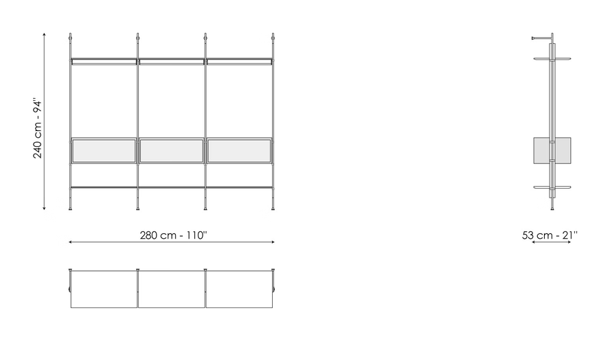 Roll Walk-in Closet by Bonaldo, size drawing 1